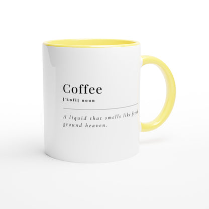 Coffee Definition - White 11oz Ceramic Mug with Colour Inside Ceramic Yellow Colour 11oz Mug Coffee Globally Fulfilled