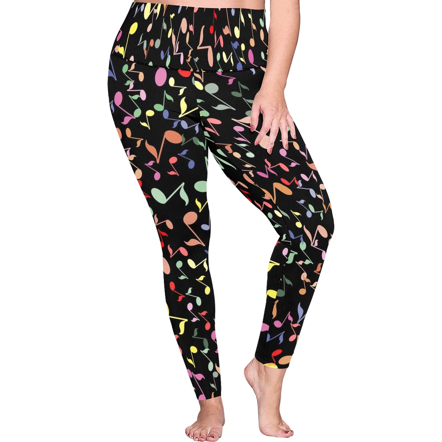 Quavers, Music Notes - Womens High Waist Leggings (Sizes 16-22)