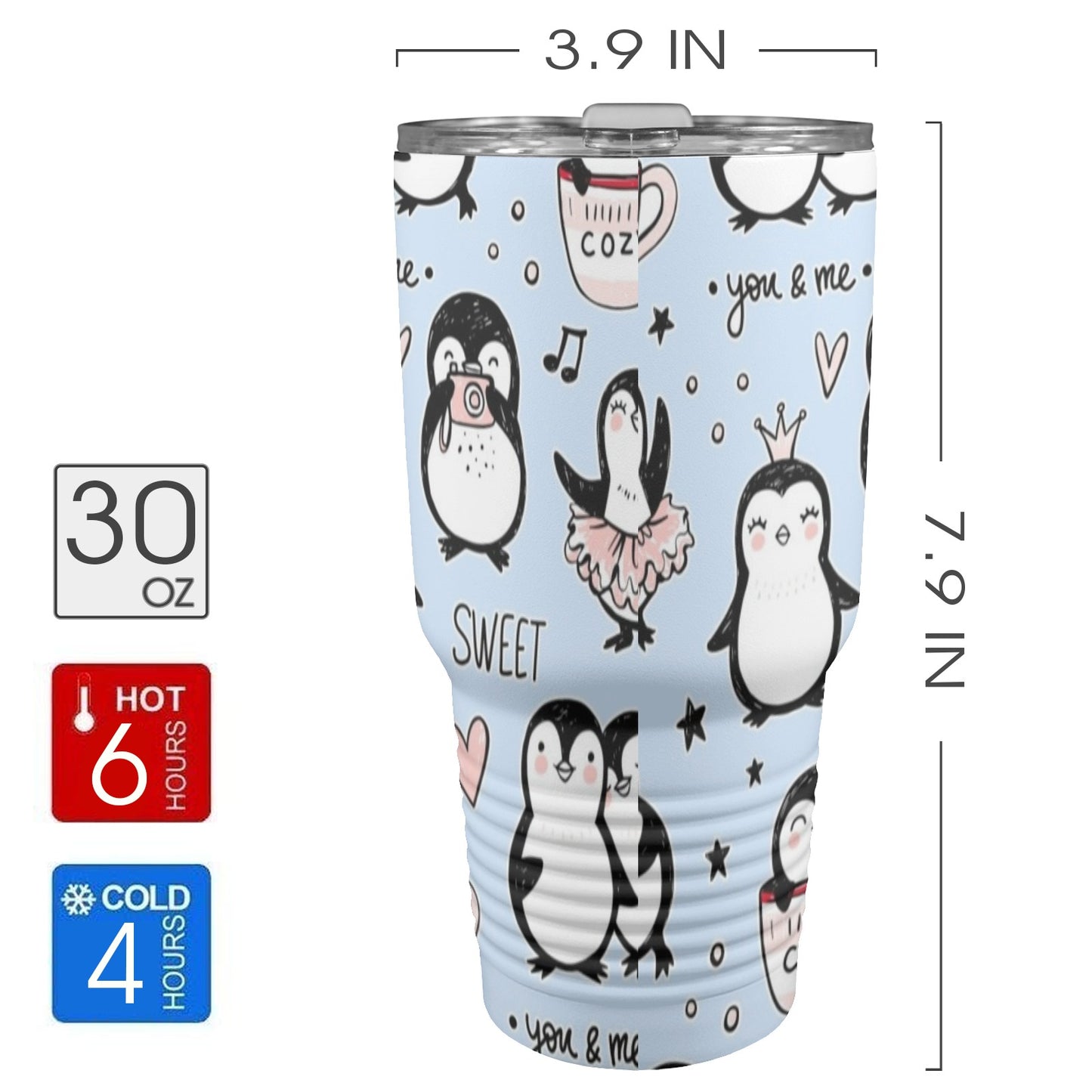 Penguin Love - 30oz Insulated Stainless Steel Mobile Tumbler