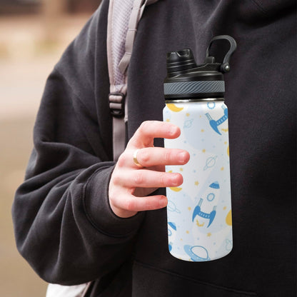 Spaceships And UFO's - Insulated Water Bottle with Dual-Use Lid (18oz)