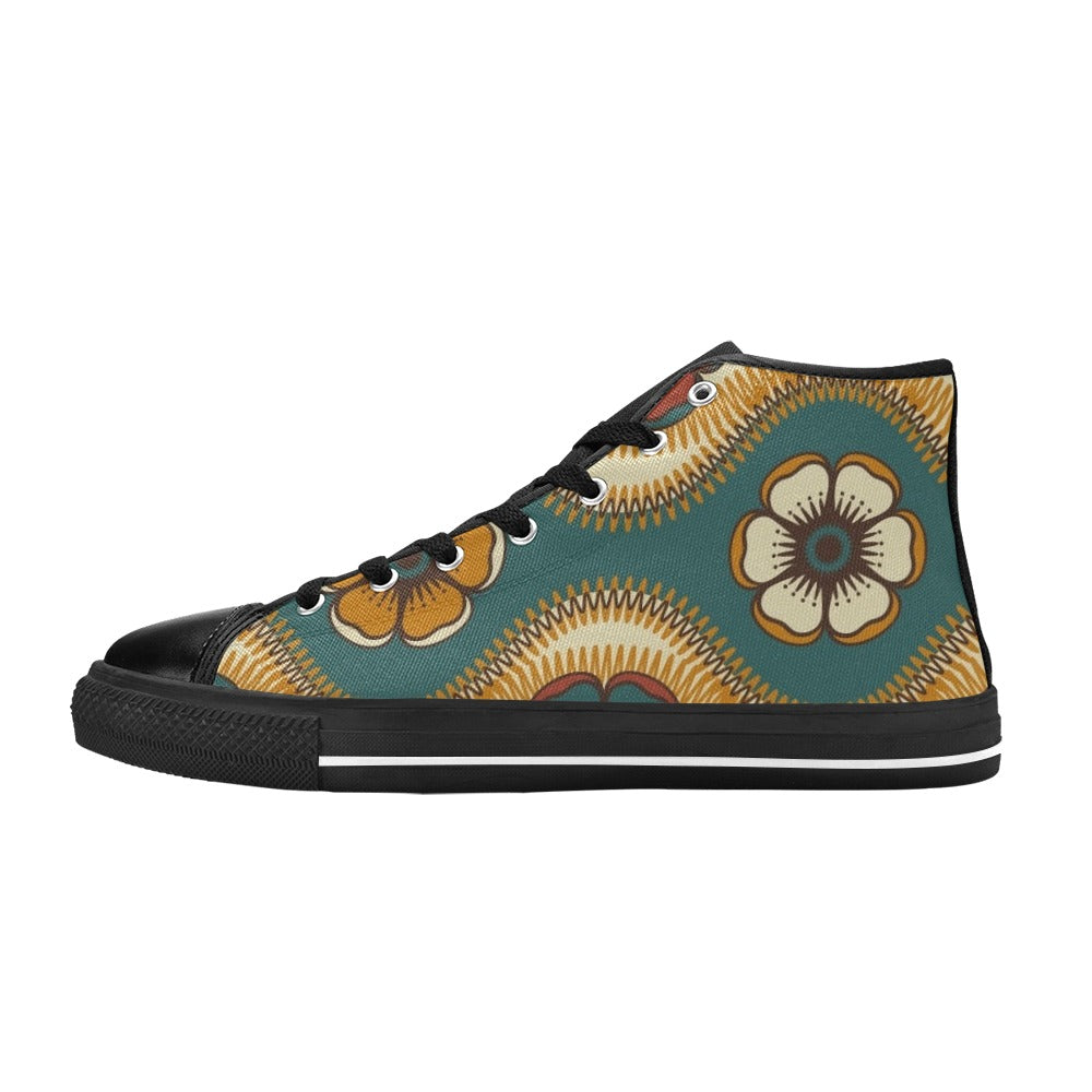 Vintage Floral - Men's High Top Canvas Shoes