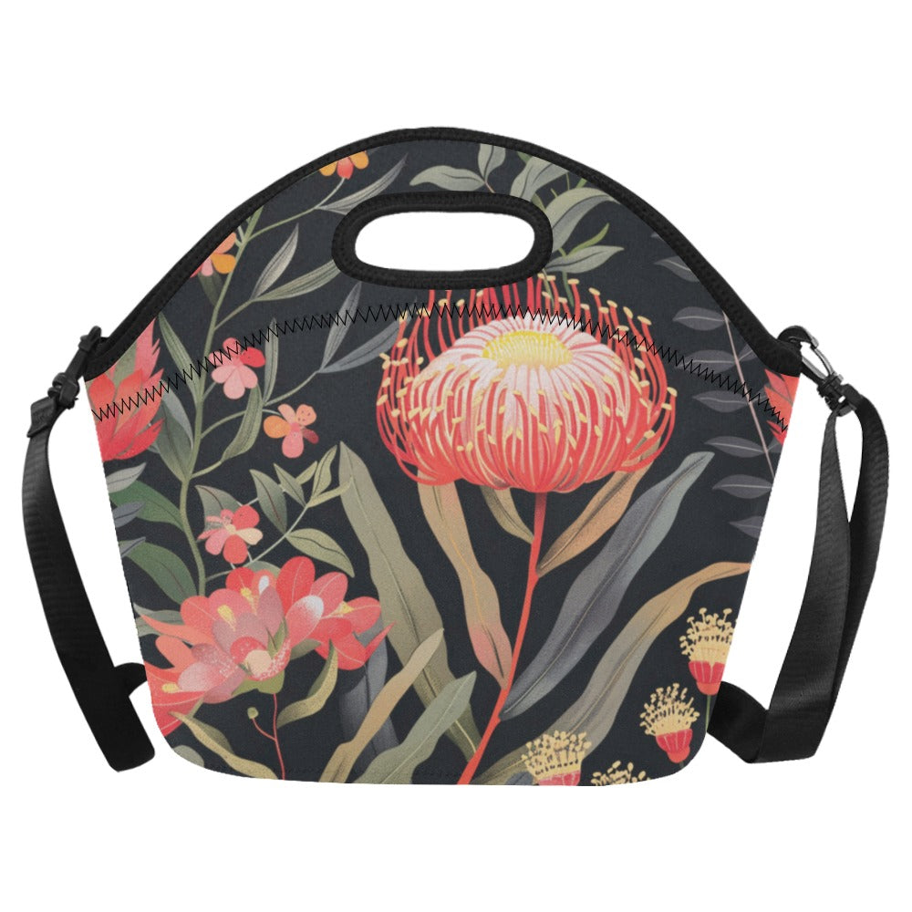 Australian Waratah Flower - Neoprene Lunch Bag/Large Neoprene Lunch Bag/Large Plants Printed Offshore