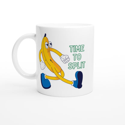 Banana, Time To Split - White 11oz Ceramic Mug Default Title White 11oz Mug food Funny Globally Fulfilled