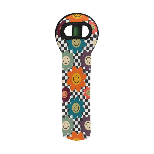 Happy Retro Flowers - Neoprene Wine Bag