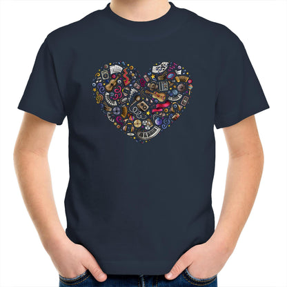 Heart Music - Kids Youth T-Shirt Navy Kids Youth T-shirt Music
