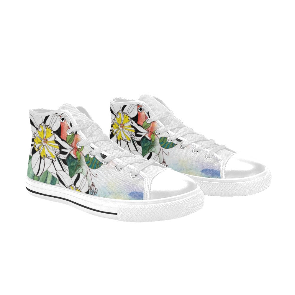 Floral Butterfly - Women's High Top Canvas Shoes