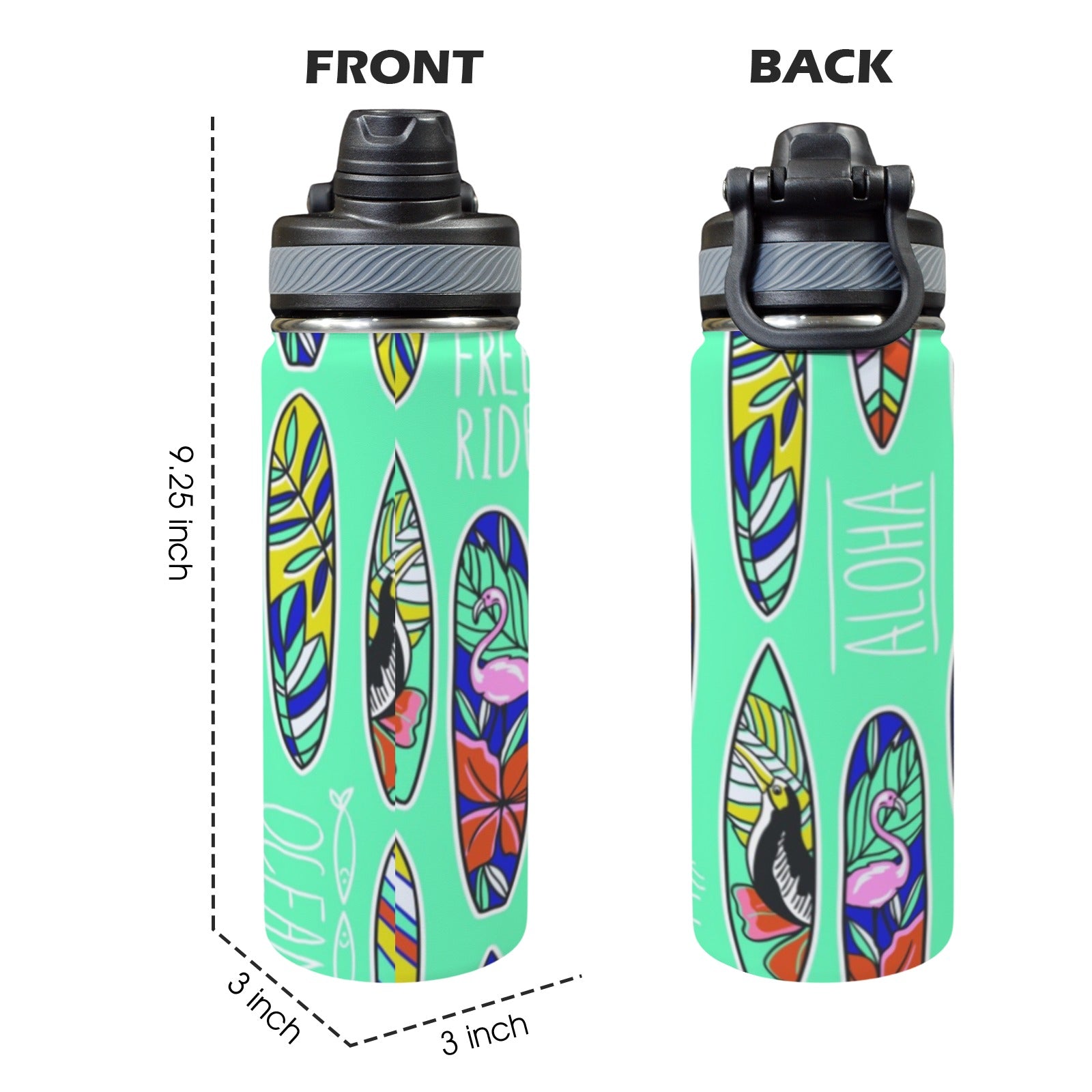 Aloha Surfboards - Insulated Water Bottle with Dual-Use Lid (18oz) Insulated Water Bottle with Dual-Use Lid (18oz) Printed Offshore