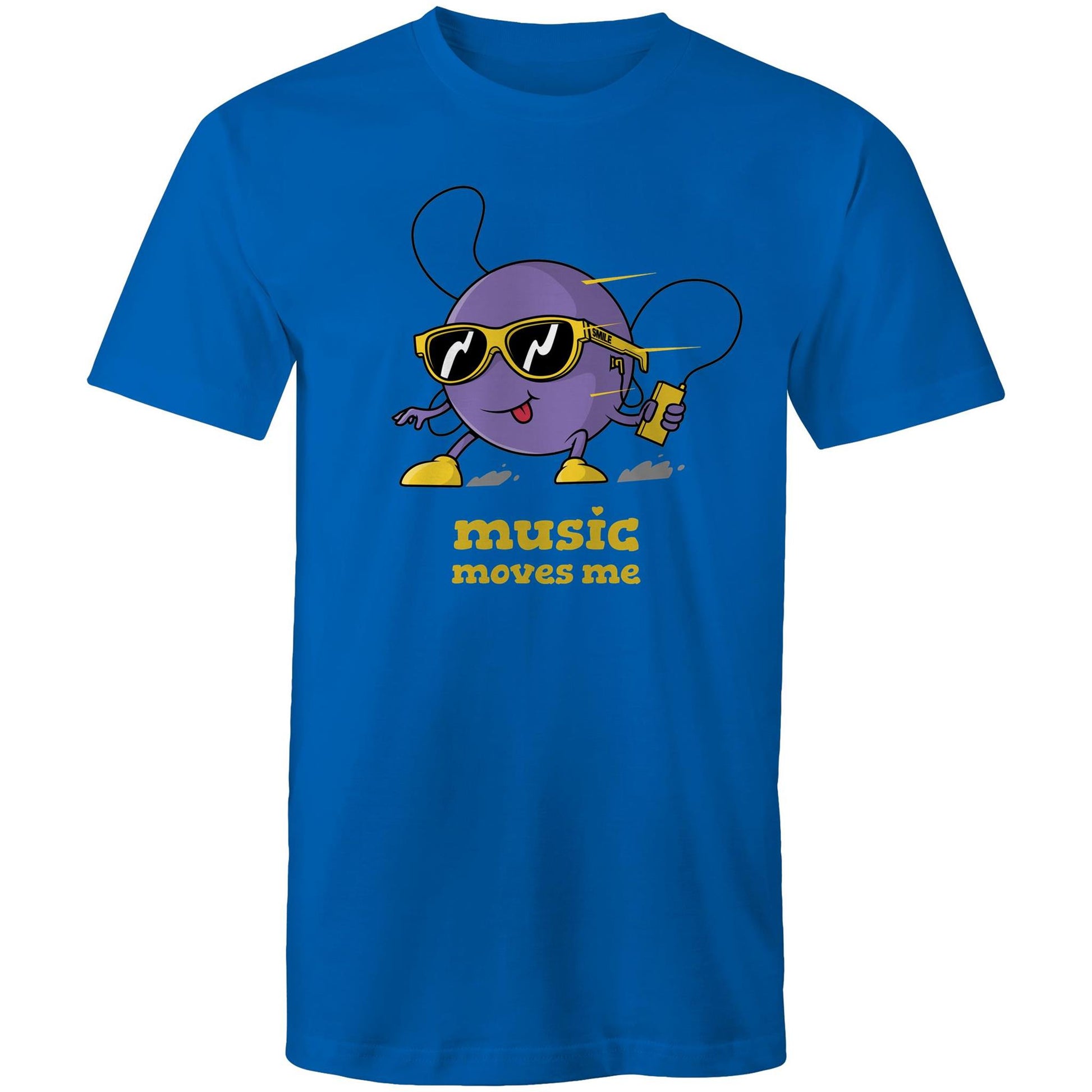 Music Moves Me, Earbuds - Mens T-Shirt Bright Royal Mens T-shirt Music
