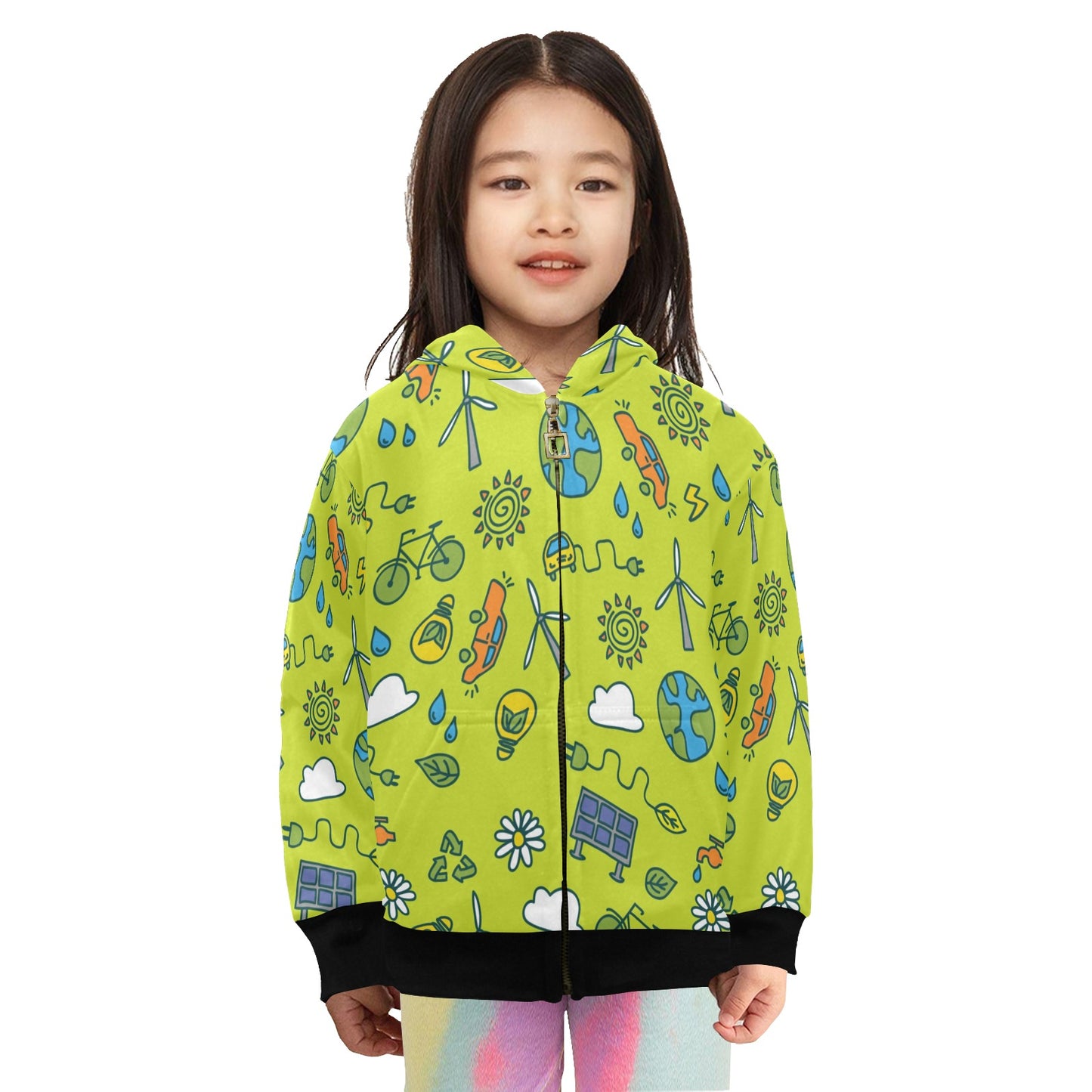 Go Green - Junior Girls Zip Up Hoodie