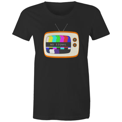 Retro Television, No Signal - Womens T-shirt Black Womens T-shirt Retro