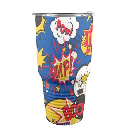 Blue Comic Book - 30oz Insulated Stainless Steel Mobile Tumbler