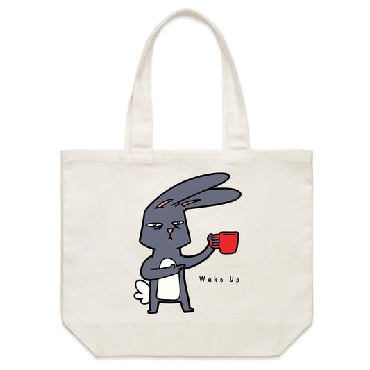 Wake Up, Coffee Rabbit - Shoulder Canvas Tote Bag Default Title Shoulder Tote Bag animal Coffee
