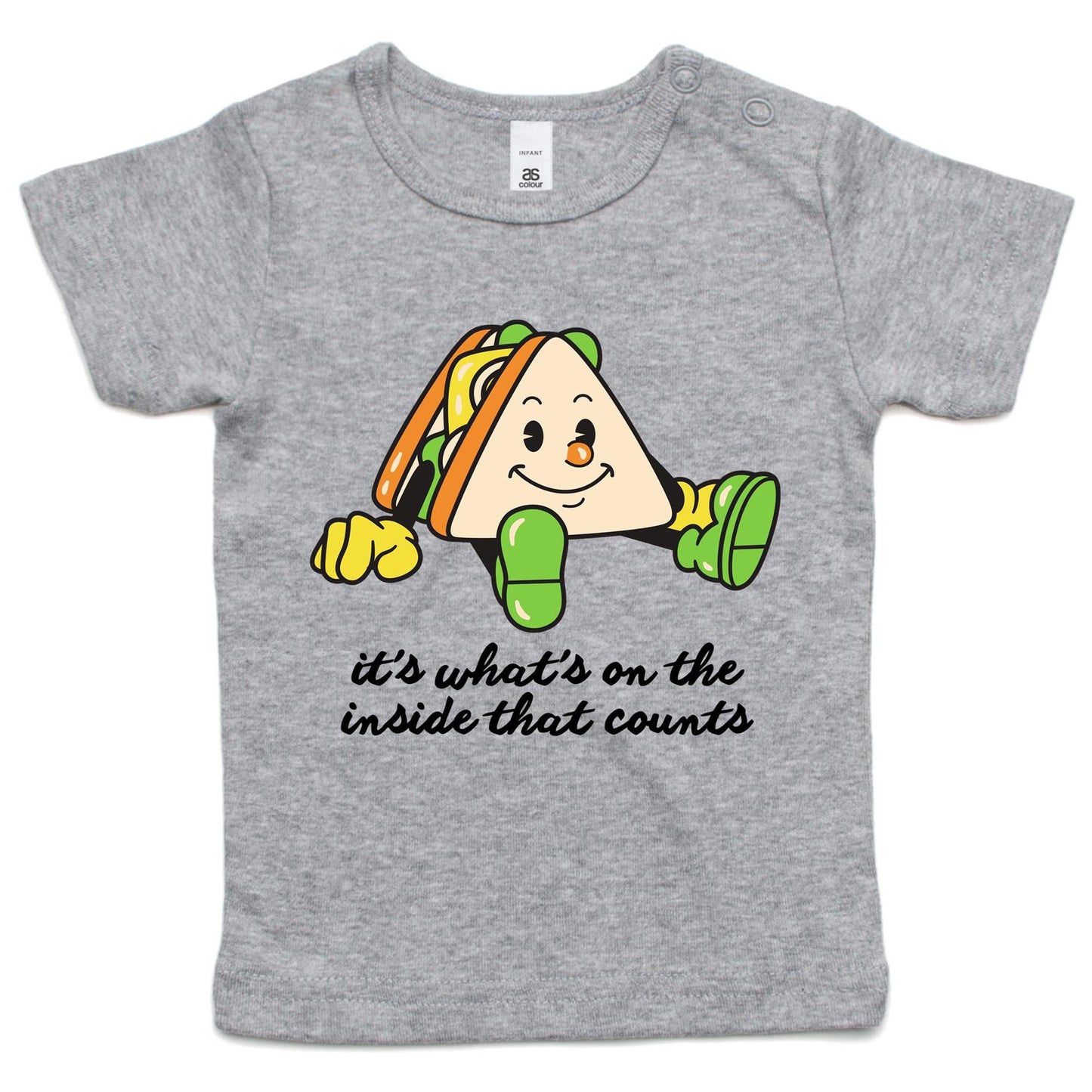 Sandwich, It's What's On The Inside That Counts - Baby T-shirt Grey Marle Baby T-shirt Food Motivation