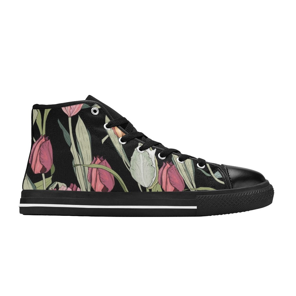 Tulips - Men's High Top Canvas Shoes