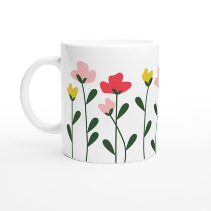 Simple Flowers - White 11oz Ceramic Mug Default Title White 11oz Mug Globally Fulfilled Plants