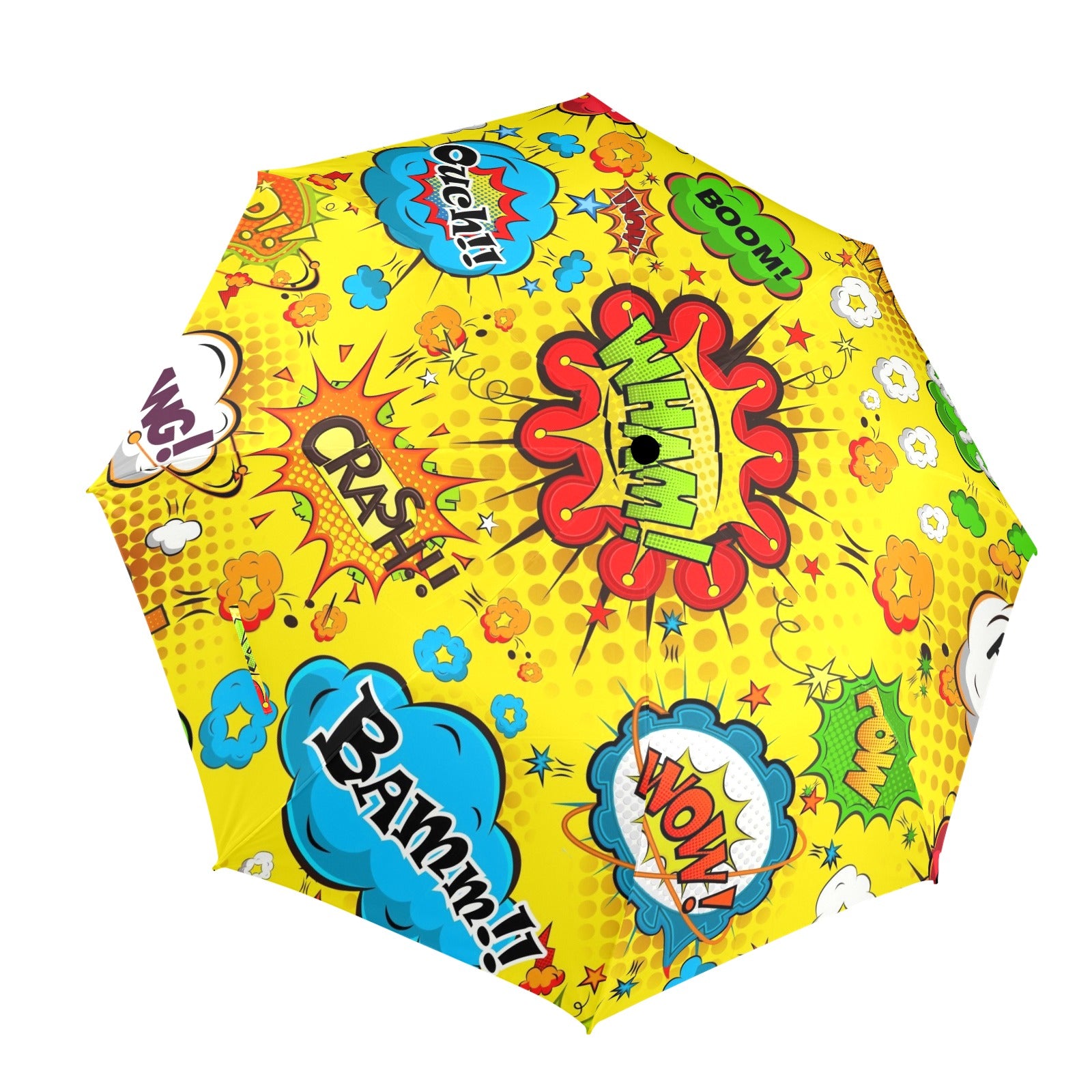 Comic Book Yellow - Semi-Automatic Foldable Umbrella Semi-Automatic Foldable Umbrella Printed Offshore