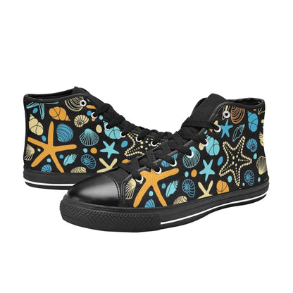 Starfish And Shells - Men's High Top Canvas Shoes