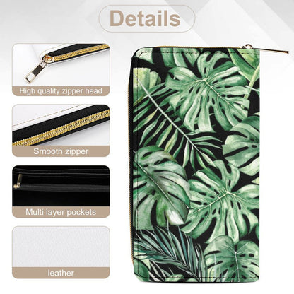 Jungle Leaves - Leather Wallet / Purse