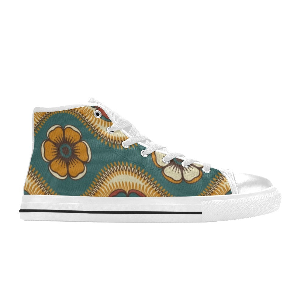 Vintage Floral - Women's High Top Canvas Shoes