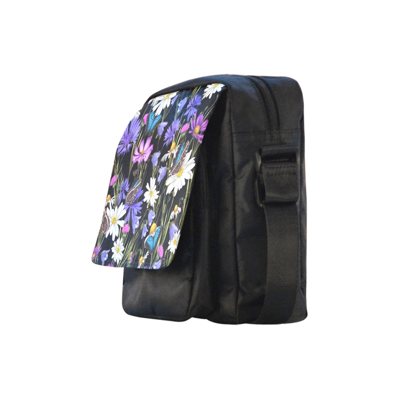 Butterfly Flowers - Crossbody Nylon Bag Crossbody Bags