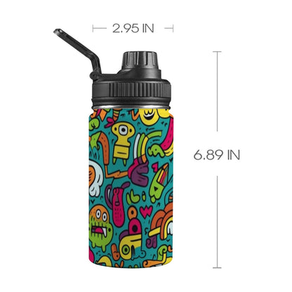 Crazy Characters - Kids Water Bottle with Chug Lid (12 oz)