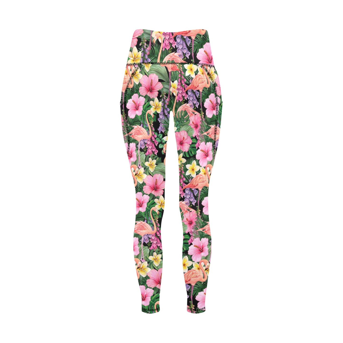 Flamingo Jungle - Women's Leggings with Pockets