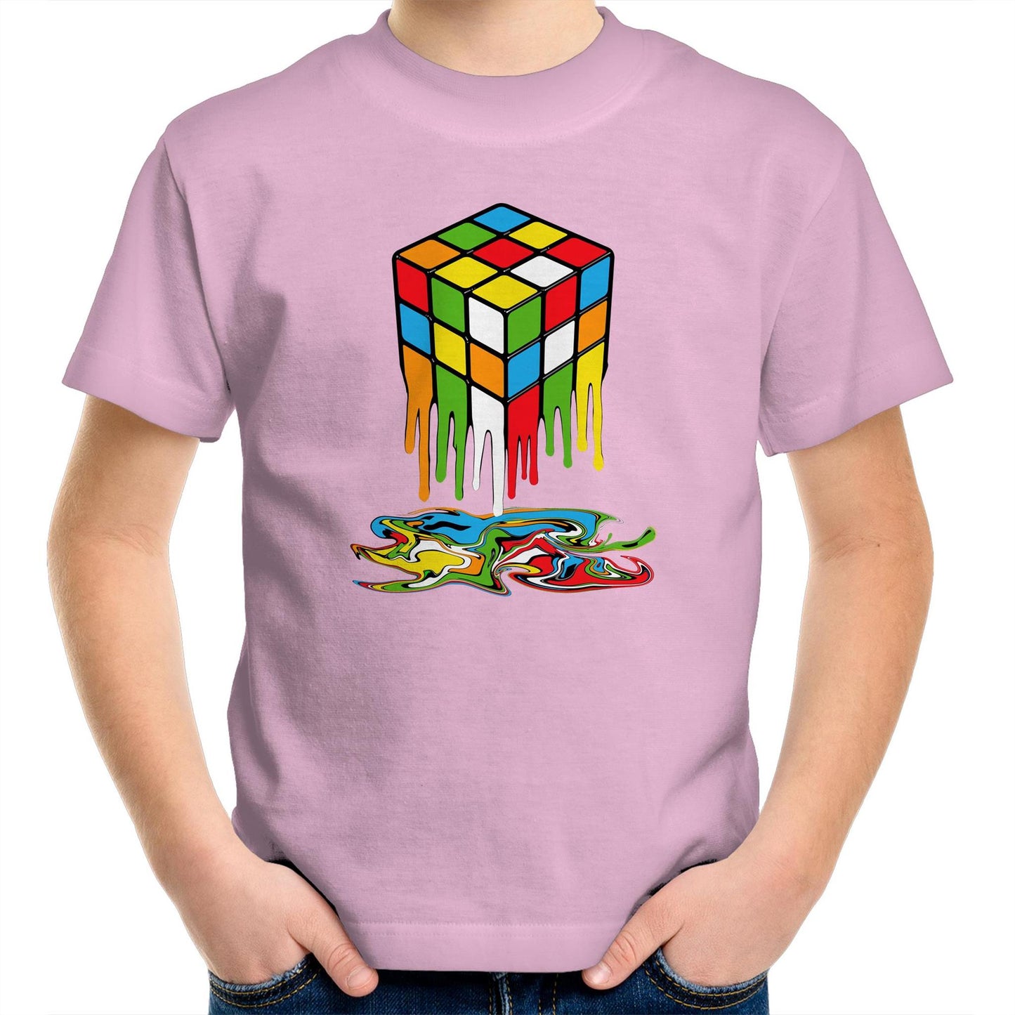 Melting Game Cube - Kids Youth T-shirt Pink Kids Youth T-shirt Games