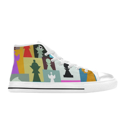 Colourful Chess - Women's High Top Canvas Shoes