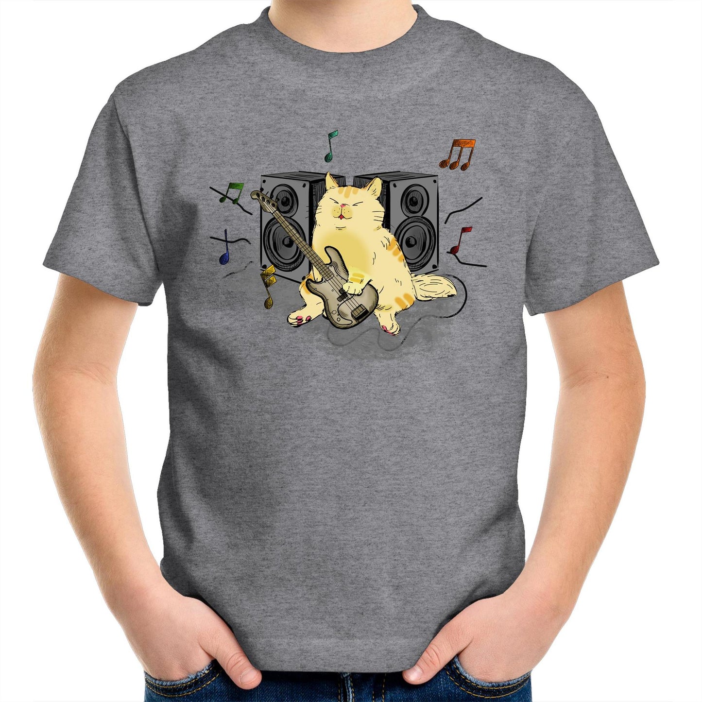 Cat Bass Player - Kids Youth T-Shirt