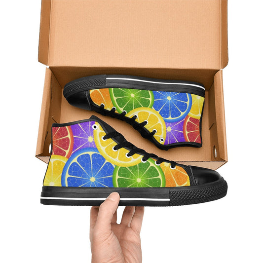 Citrus - Men's High Top Canvas Shoes