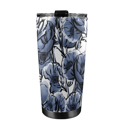 Blue And White Floral - 20oz Travel Mug / Tumbler