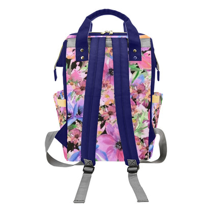 Bright Pink Floral - Multifunction Backpack Multifunction Backpack Plants Printed Offshore