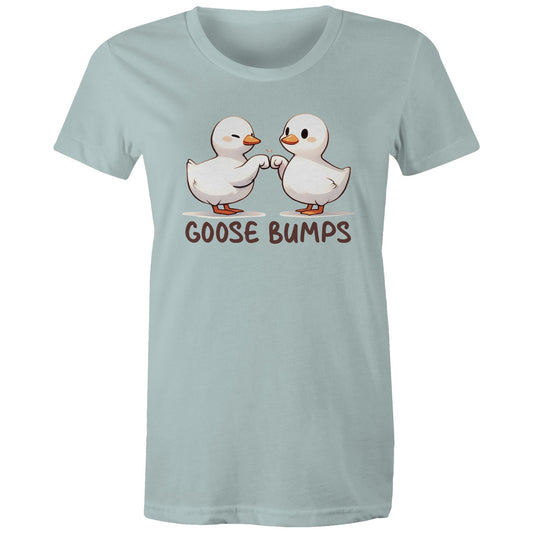 Goose Bumps - Womens T-shirt Pale Blue Womens T-shirt animal Printed In Australia