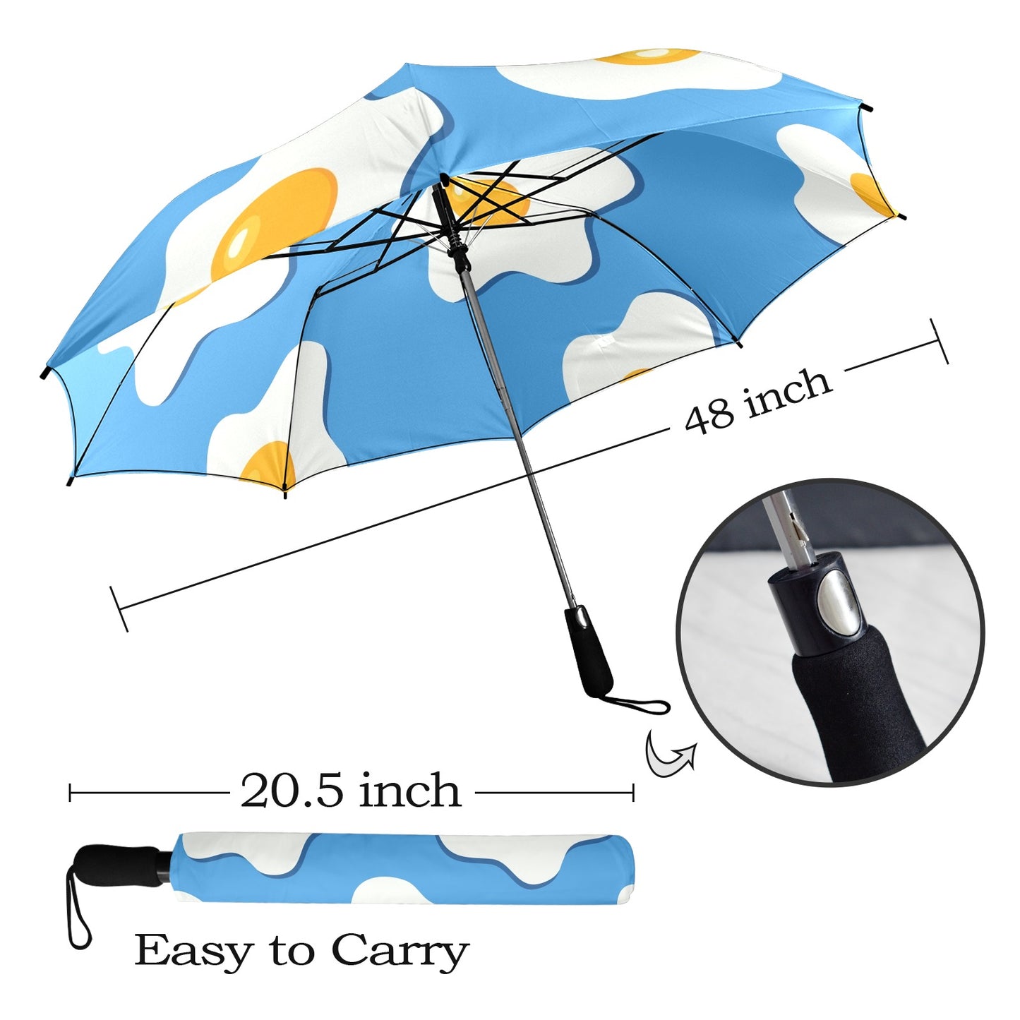 Fried Eggs - Semi-Automatic Foldable Umbrella