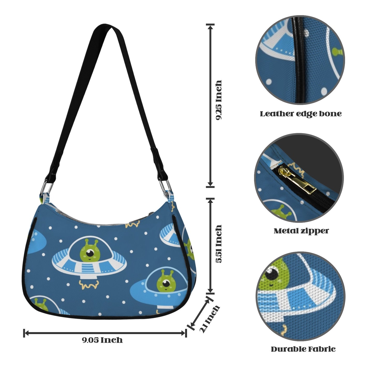 Cute Aliens in UFOs - Small Shoulder Bag Small Shoulder Bag Printed Offshore Sci Fi