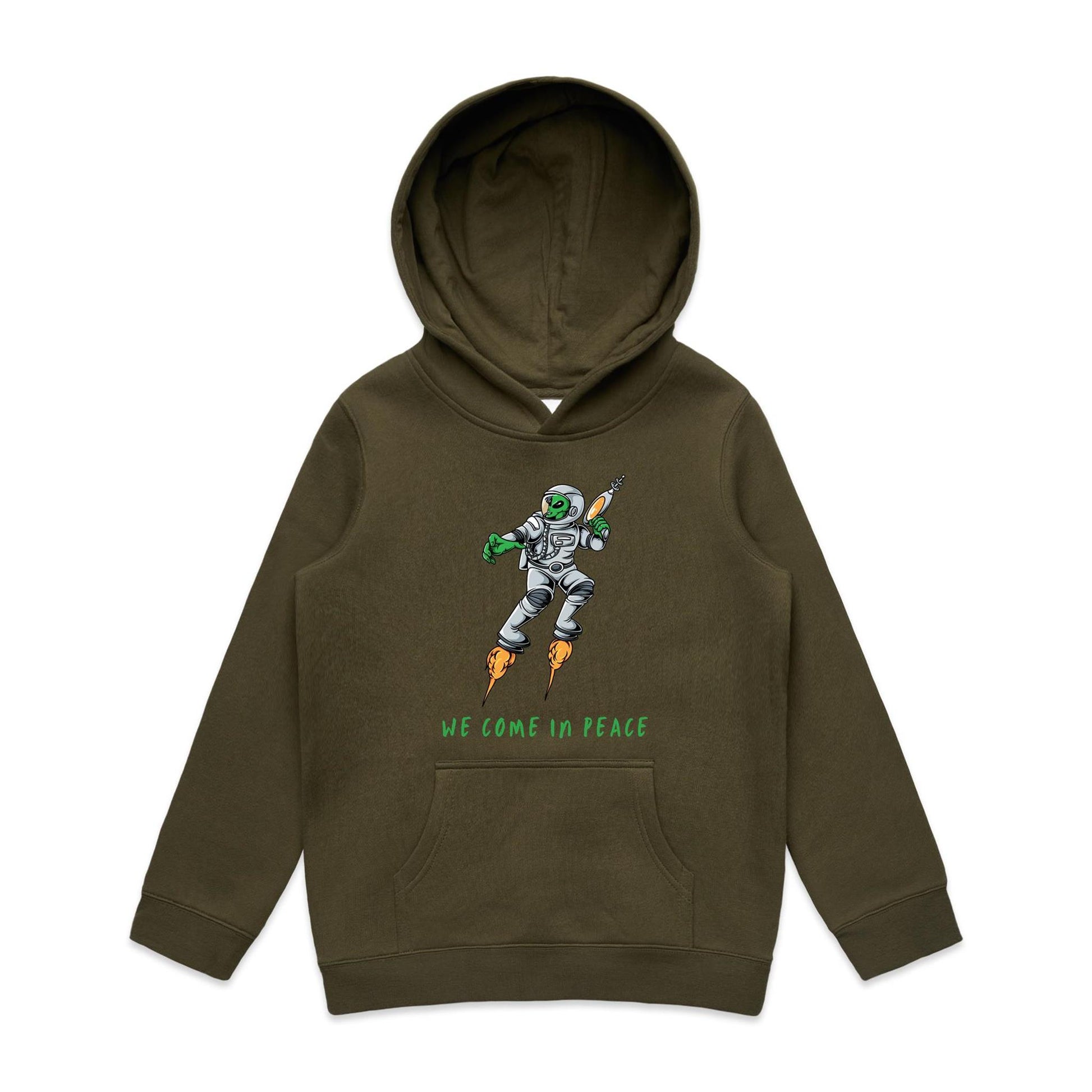 Alien, We Come In Peace - Youth Supply Hood Army Kids Hoodie Sci Fi