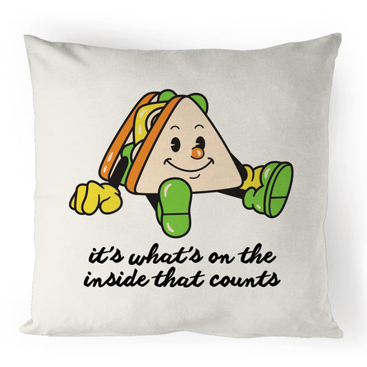 Sandwich, It's What's On The Inside That Counts - 100% Linen Cushion Cover Default Title Linen Cushion Cover Food Motivation