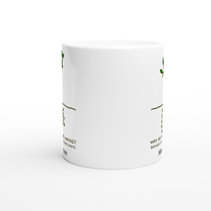 Personalise - Square Roots - White 11oz Ceramic Mug Personalised Mug customise Globally Fulfilled Maths personalise Plants Science