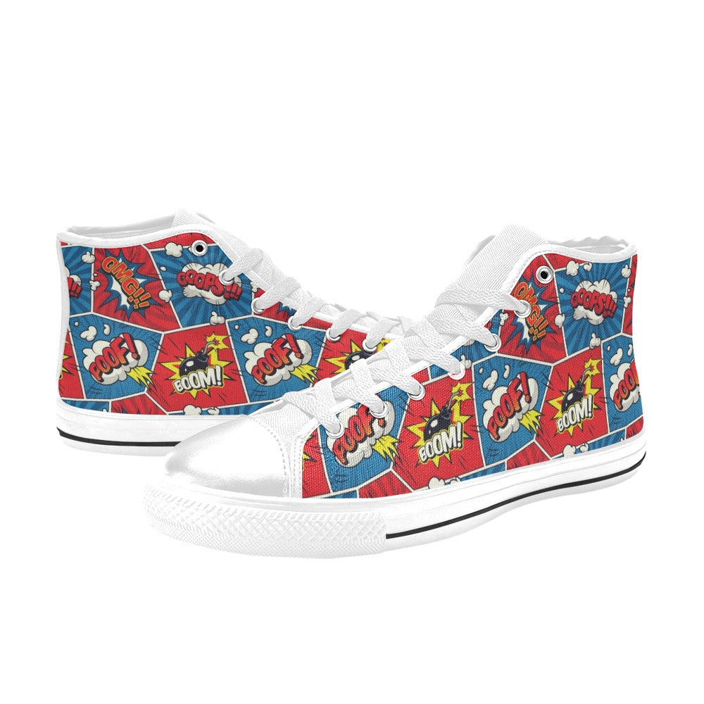 Comic Book Pop - Men's High Top Canvas Shoes