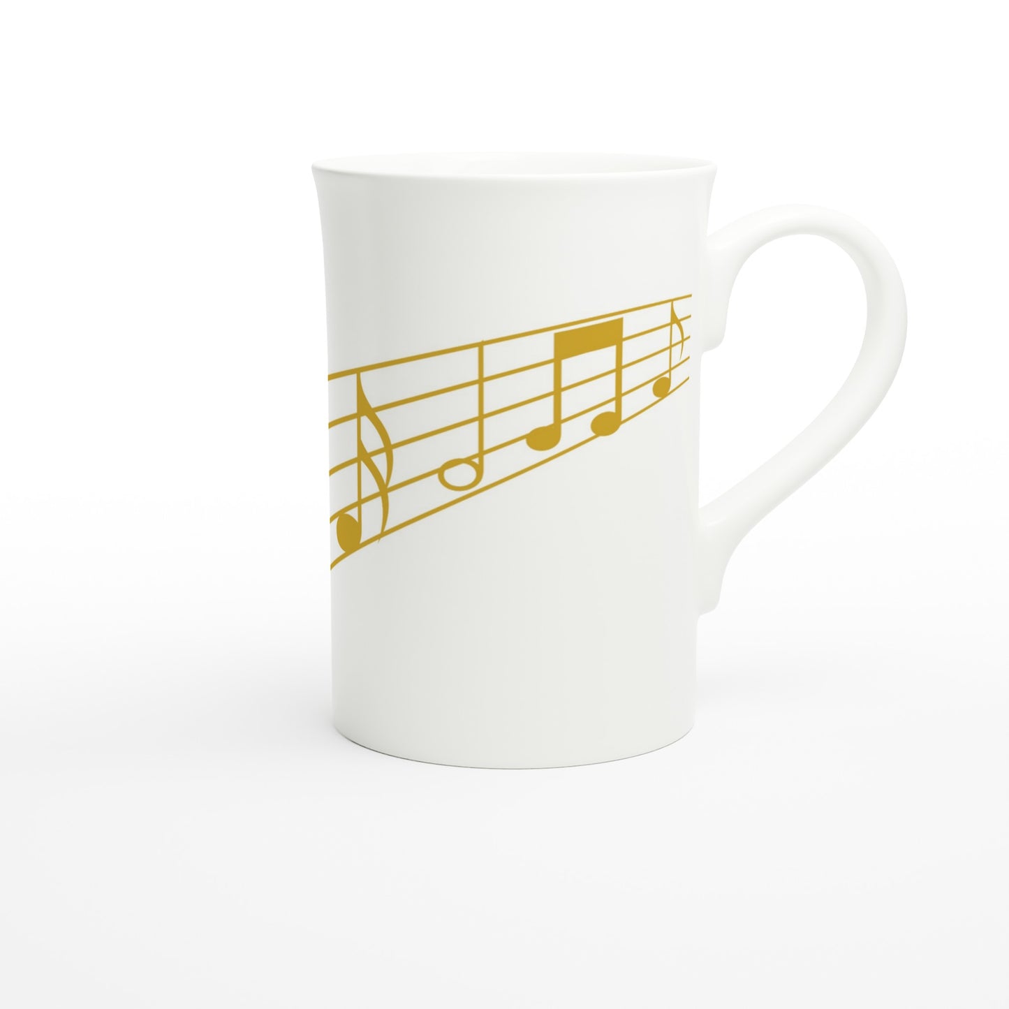 Music Stave - White 10oz Porcelain Slim Mug Porcelain Mug Music