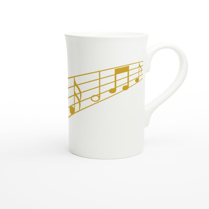 Music Stave - White 10oz Porcelain Slim Mug Porcelain Mug Music