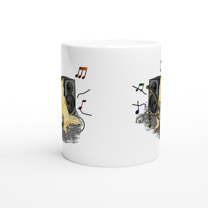 Cat Bass Player - White 11oz Ceramic Mug White 11oz Mug animal Music