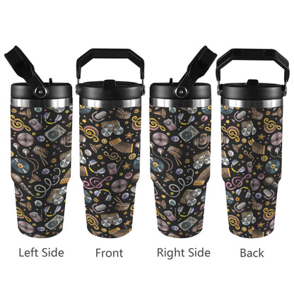 Retro Music Mix - 30oz Tumbler with Top Handle