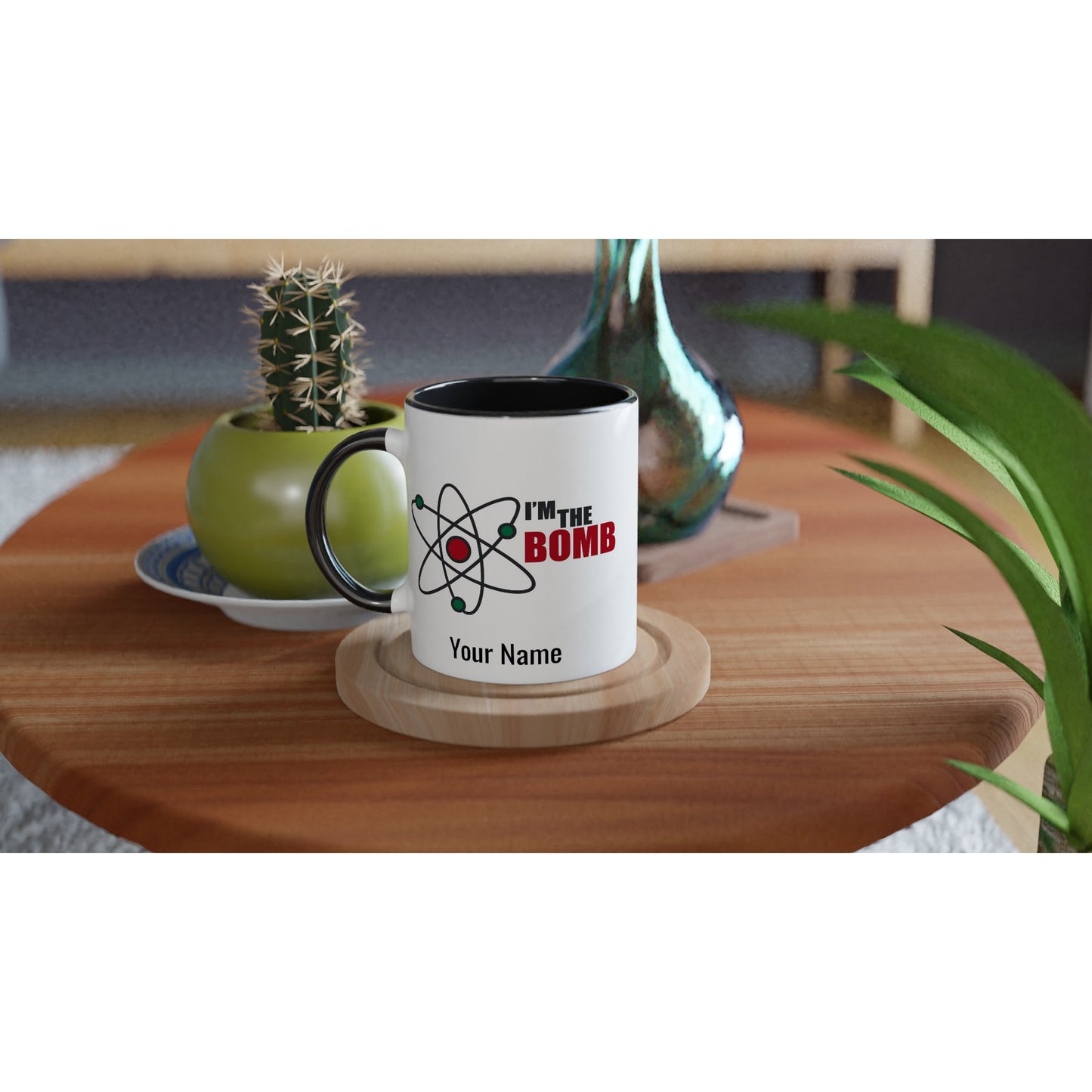 Personalised Mug - I'm The Bomb, Atom - White 11oz Ceramic Mug with Colour Inside Personalised Mug Globally Fulfilled Personalise Science