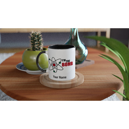 Personalised Mug - I'm The Bomb, Atom - White 11oz Ceramic Mug with Colour Inside Personalised Mug Globally Fulfilled Personalise Science