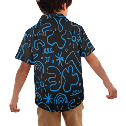 Blue Squiggle - Junior Boys Hawaiian Shirt