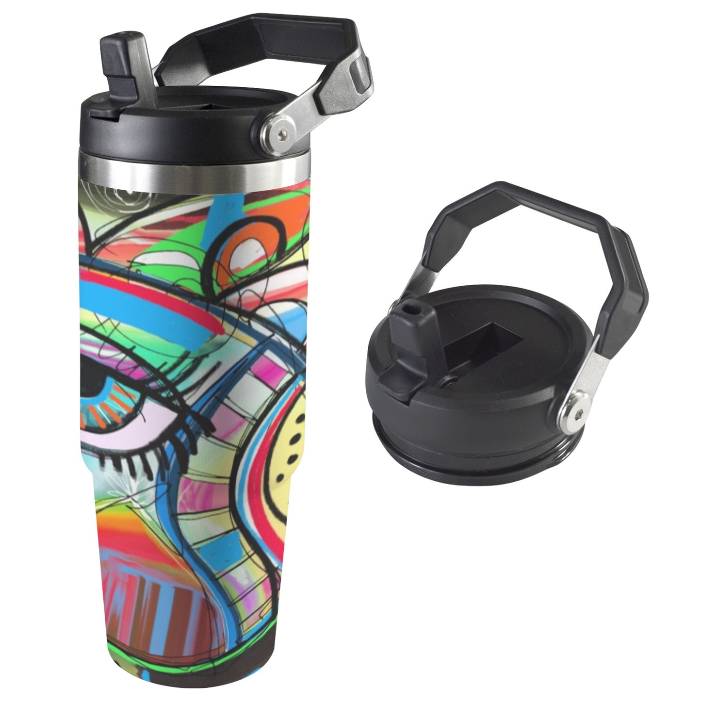 Graffiti Bird - 30oz Tumbler with Top Handle