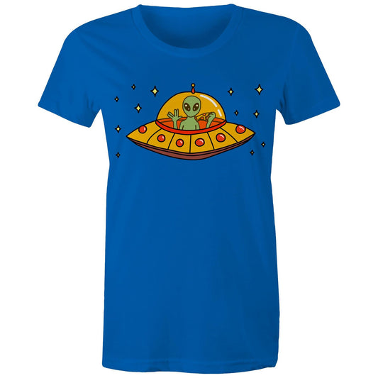 Alien Pizza - Womens T-shirt Bright Royal Womens T-shirt Sci Fi