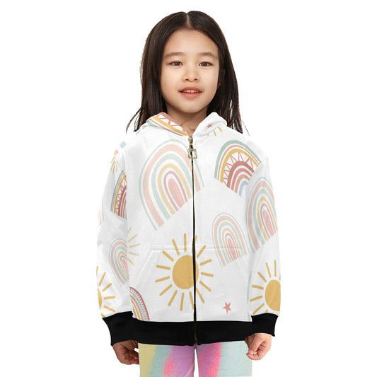 Pastel Rainbows - Junior Girls Zip Up Hoodie