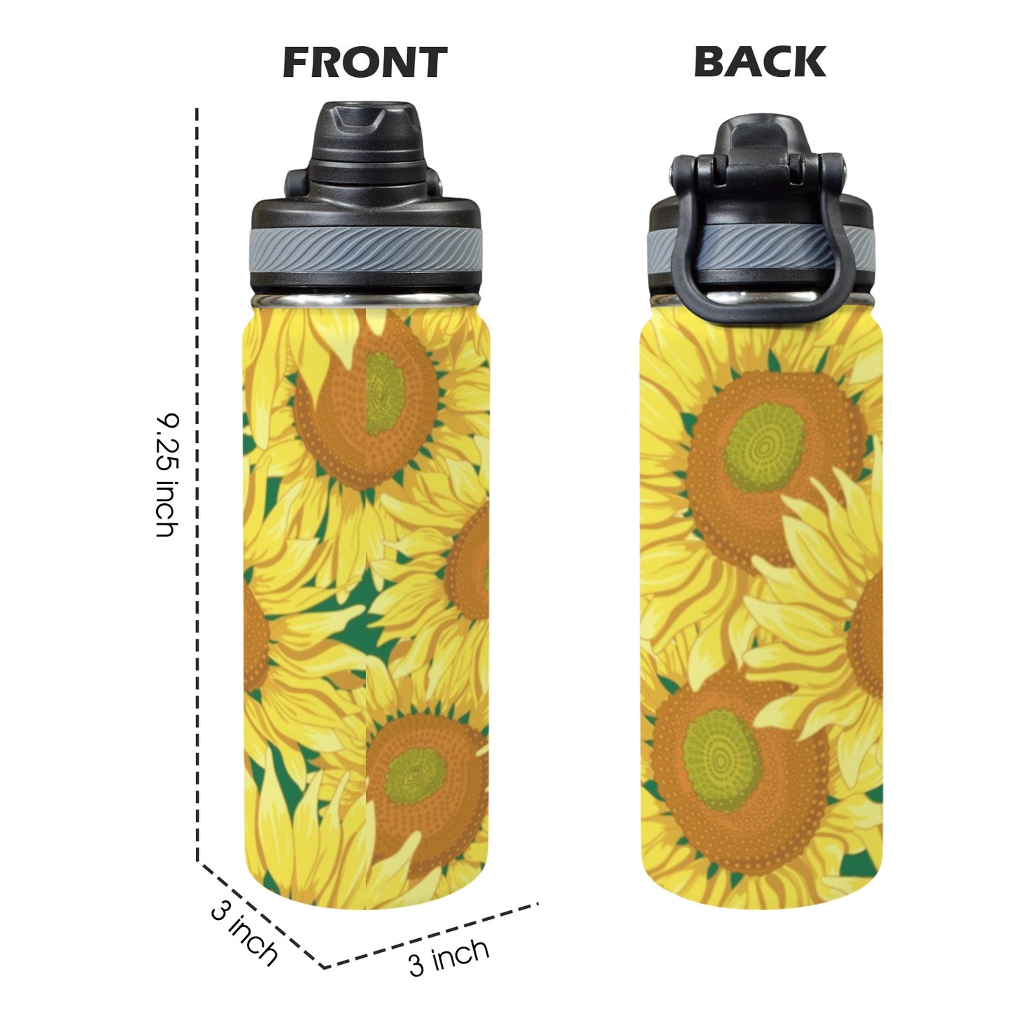 Sunflowers - Insulated Water Bottle with Dual-Use Lid (18oz) Insulated Water Bottle with Dual-Use Lid (18oz) Printed Offshore